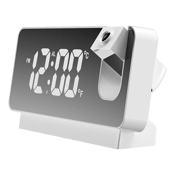 Projection Alarm Clock 360 Degree Flexible Adjustment Creative LED Mirror Digital Clock with Temperature Display Power Off Memory White