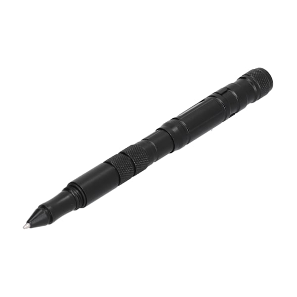 MultiTool Pocket Pen Selvforsvarsværktøj med LED-lommelygte Mini Cutter til udendørs brug (sort)