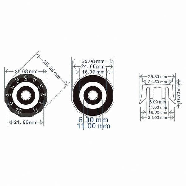 4-pack akryl gitarrknoppar volym tonhastighetskontroll för elbas 6 mm hål svart brun brown