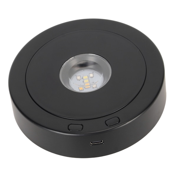 LED Roterende Display Base Sort 360 Grader 80s Sirkel Batteri Eller USB Strøm Dreieskive Display Stativ for Krystaller Glass