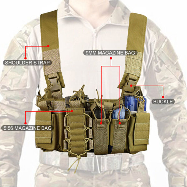 Tactical Vest Outdoor Monitoimiset suojavarusteet sotilasfaneille Musta CP naamiointi rinnassa riippuva liivi