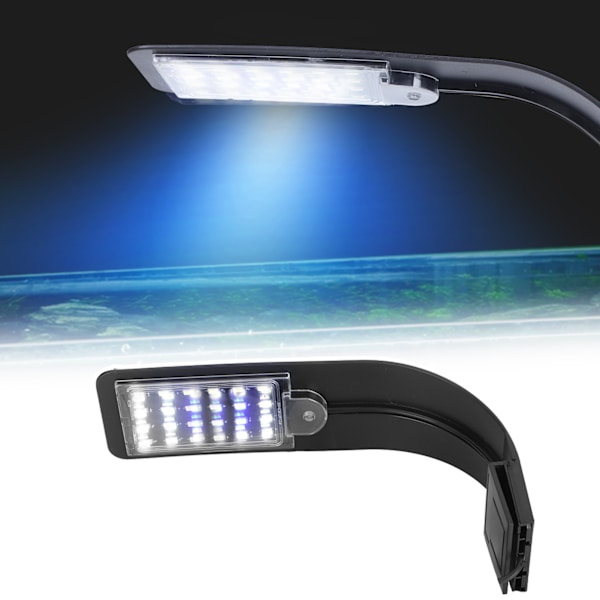 10W 220V EU-stik Akvarielampe Klips til Vandplanter Hvid Blå LED