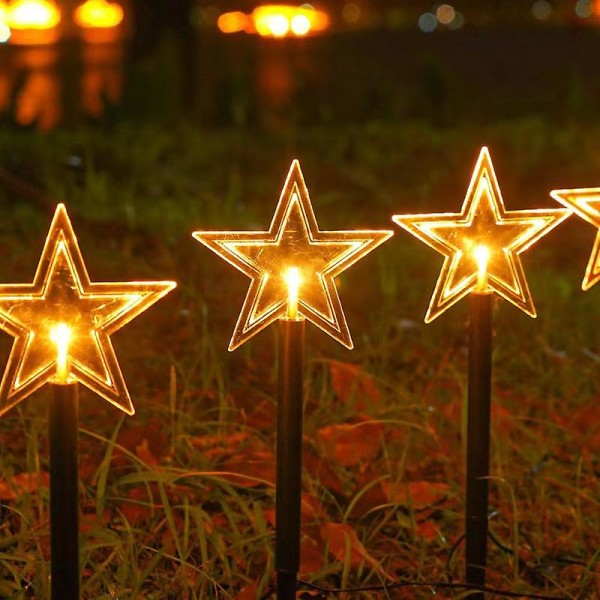 Stjerne eller snøfnugg LED Stake Hagelys - LED Pathway Decoration Hage Plen Patio - Festlig Xmas Glow Julepynt five-pointed star
