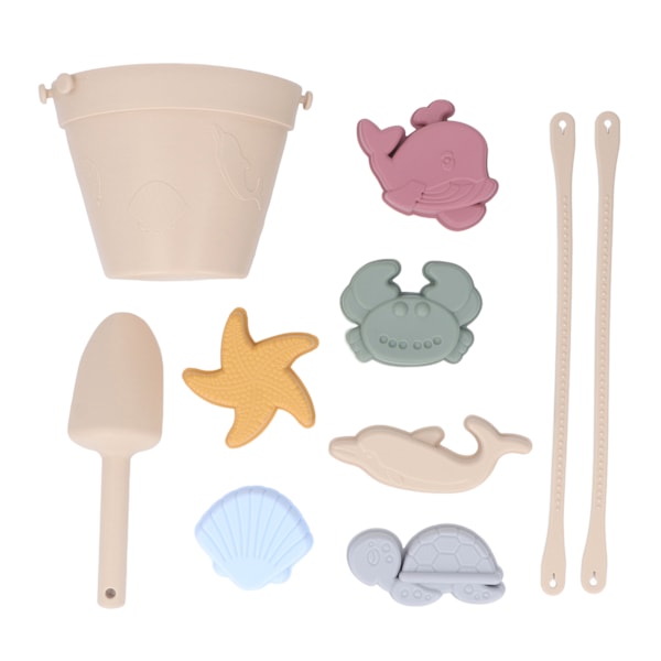 Silikon Beach Bucket Toy Set Interactive Lättvikt Portable Kids Beach Toys Set för Summer Beige