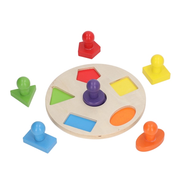 Wood Shape Pussel Pedagogisk Färgrik tidig inlärning Färdighetsutveckling Rund bräda Multi Shape Geometrisk Shape Board