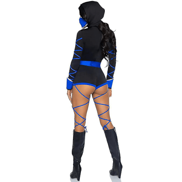 Halloween-lohikäärme Ninja Cosplay-hyppyhaalari naisille - XL Sininen