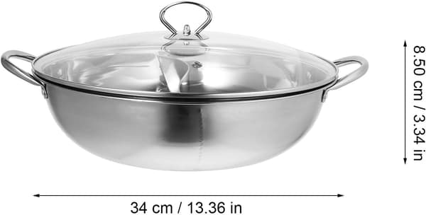 Hot Pot Hot Pot-gryde Dobbelt rum med skillevæg Rustfrit stål 34 cm Varmer jævnt