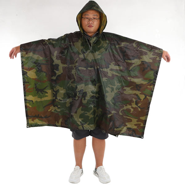 UUTUUS Vedenpitävä Army Hooded Ripstop Metsästys Leirintä Vaellus Sotilas Sateen Poncho