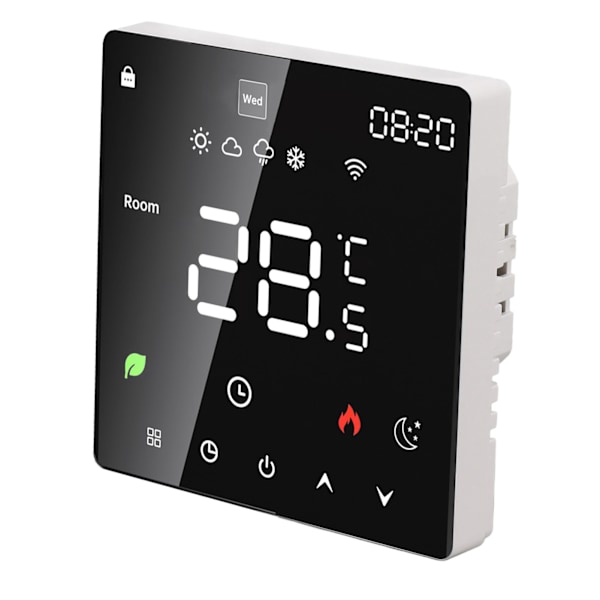 16A Smart Termostat LCD Farve Touchscreen PC Programmerbar Elektrisk Varmetermostat til Hjem Hotel Kontor AC 90 til 240V Uden WiFi