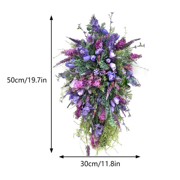Artificial Flower Wreath with Lilacs Hyacinths Hydrangeas Spring Summer Floral Greenery Wreath E Small