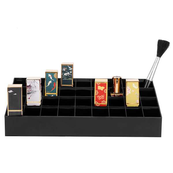 36 Gitre Makeup Organizer Opbevaringsboks Display Stand Kosmetisk Desktop Læbestiftholder Sort