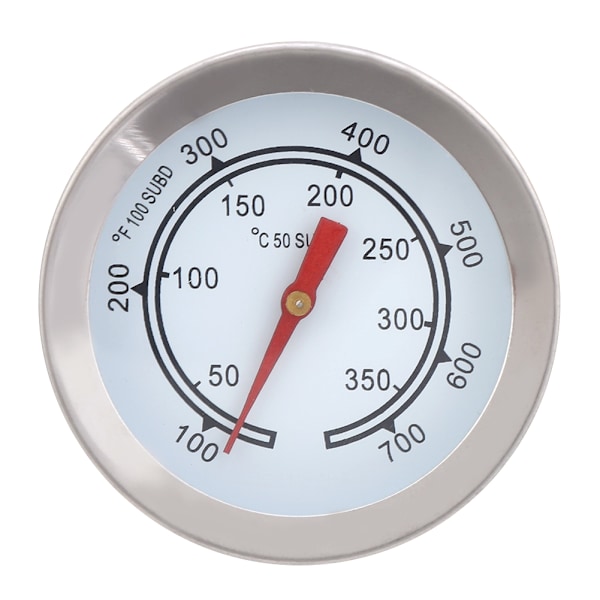 100~700℉ Grilltermometer i rustfrit stål Temperaturmåler Analog urskive Dobbeltskala