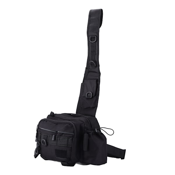 Fiskeredskapsväska Nylon 600D Fiskeredskap Sling Pack med midjebälte för utomhuscykling Svart