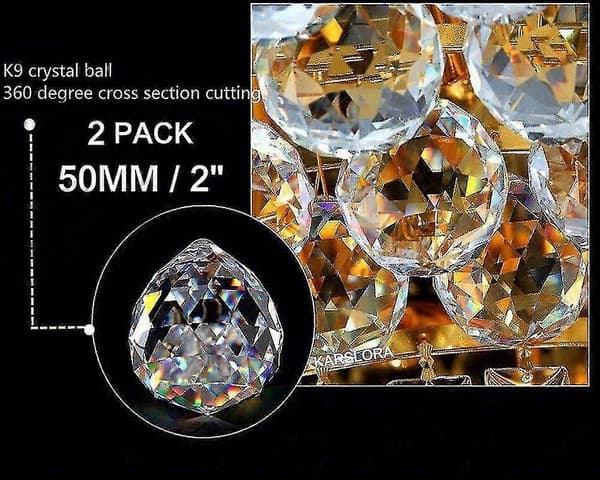 50 mm klart krystalglasprisme, regnbueproducent, 2-pak