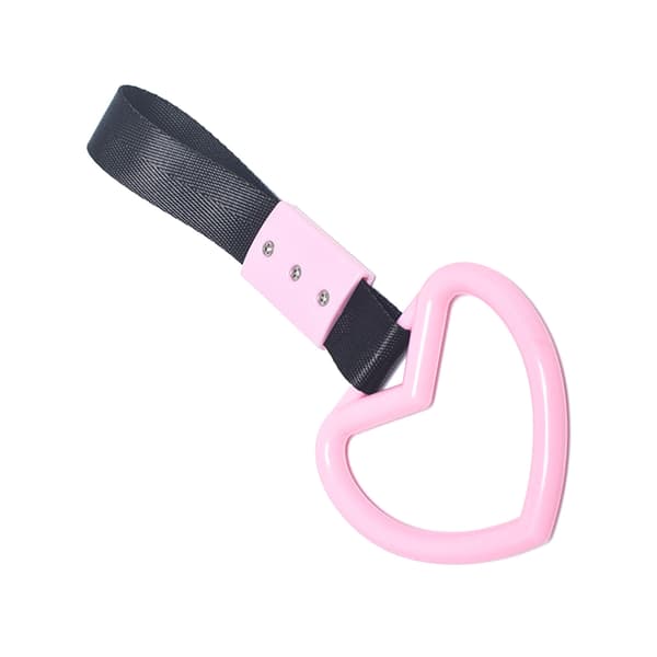 Car Handle Strap Heart Shaped Plastic Sturdy Universal Decorative Rear Bumper Warning Ring Pink