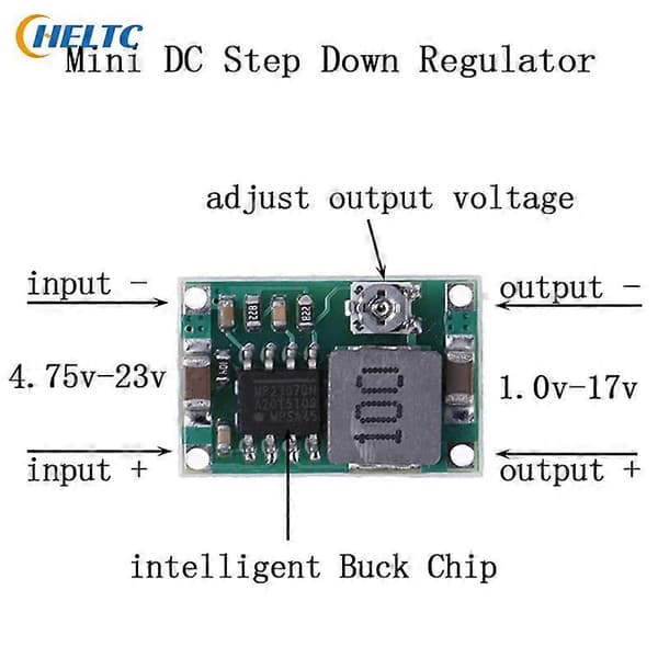 1 stk 3A mini DC-DC step-down konverter spændingsregulator 5V-23V til 3.3V 6V 9V 12V[LD]