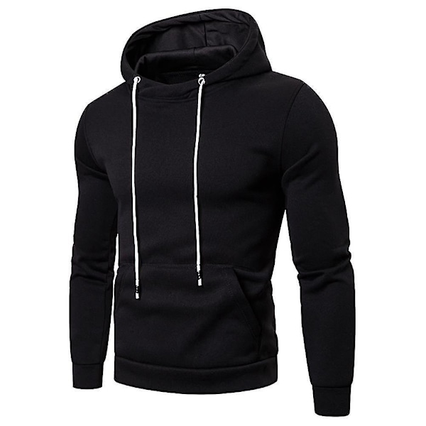 Svart hettegenser for menn, langermet, 2XL