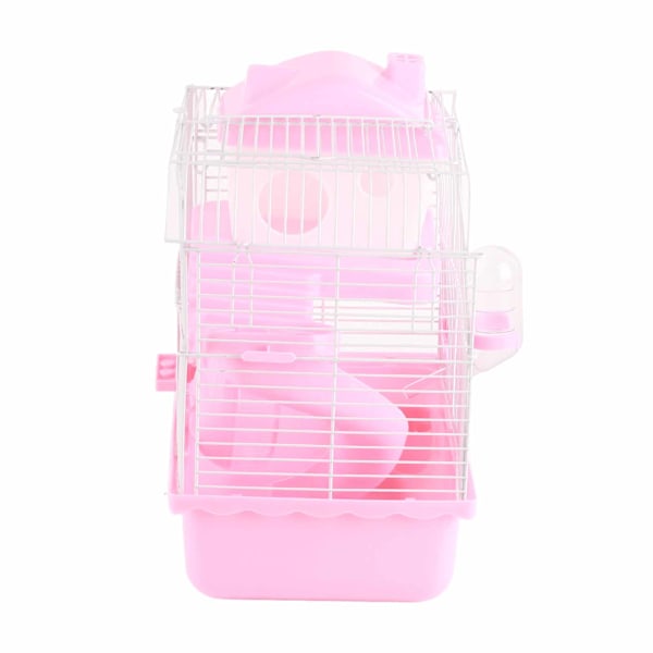 2-vånings hamsterbur Stort utrymme Högt chassi Design Hamster Habitatbur för husdjurshamster Smådjur Rosa