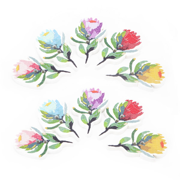 200 stk. blomsterformede treknapper, blandet dekorativ knapp, 2-hulls knapper for sying