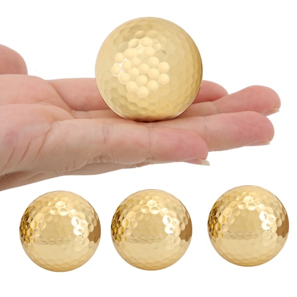 4 stk. bærbar høj kvalitet dobbelt lag guldbelægning golfbold tilbehør gylden