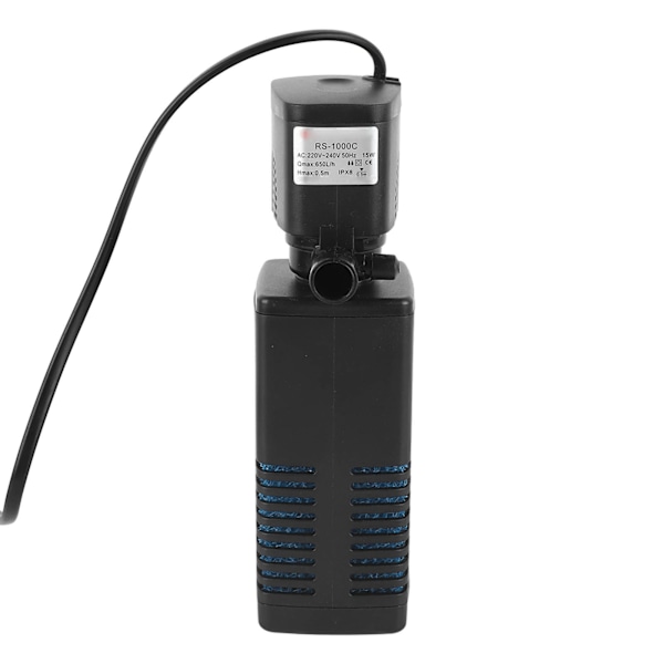 Akvarium nedsenkbar pumpe multifunksjonell effektiv 3 i 1 oksygenering fiskekar filterpumpe EU-kontakt 220‑240V