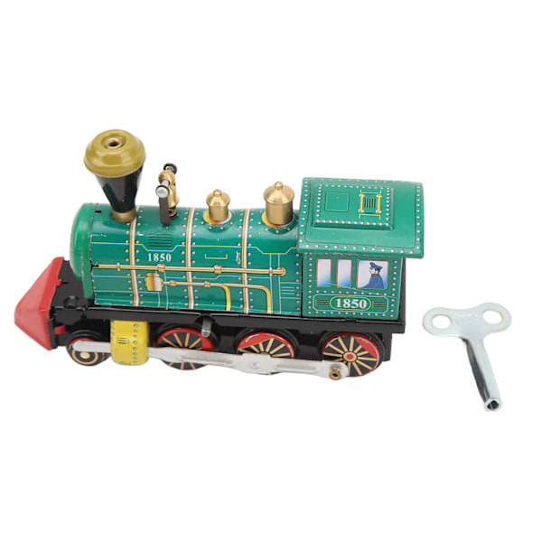 Clockwork Lokomotiv Leksaker Plåt Metall Handgjorda Vintage Retro Wind Up Train Leksak för samling Presentfest Födelsedag