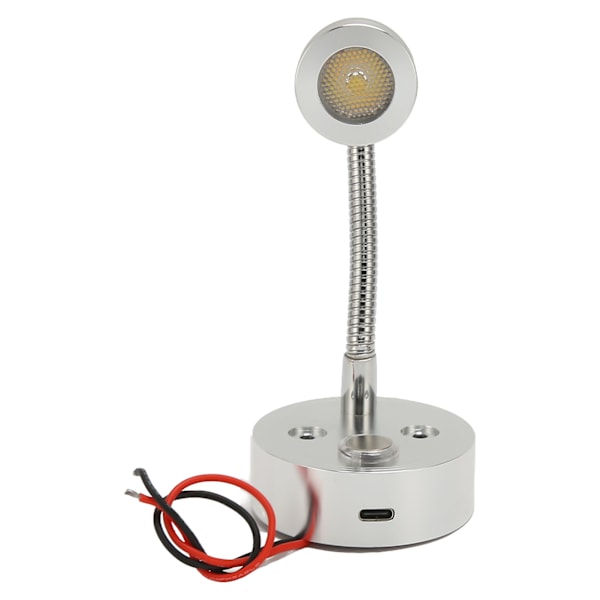 RV LED Senglampe USB Type C 3 Farvetemperatur Dæmpbar Touch Switch God Varmeafledning Rustfri RV Læselampe til Lastbiler DC12‑24V Sølv