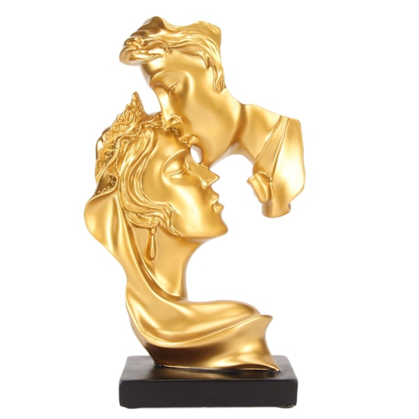 Kyssende Kjæreste Statuer Resin Moderne Romantisk Ornament Figur Kuple Kunst Resin Skulptur for Hjemmedekorasjon Gull