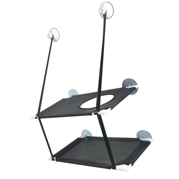 Cat Hammock Double Layer Hanging Installation Strong Suction Cup Soft Cat Window Perch Rest Seat Black