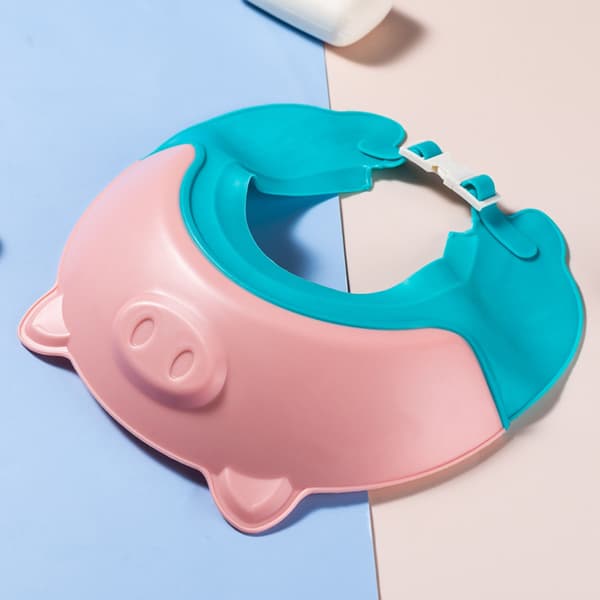 Kids Shampoo Cap Cartoon Adjustable Safe Head Protective Shampoo Cap for Baby Bath Pink