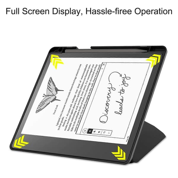 Kompatibel med Kindle Scribe Origami Stativ PU-skinn+TPU E-bokleserdeksel Støtsikkert E-leserdeksel m Black