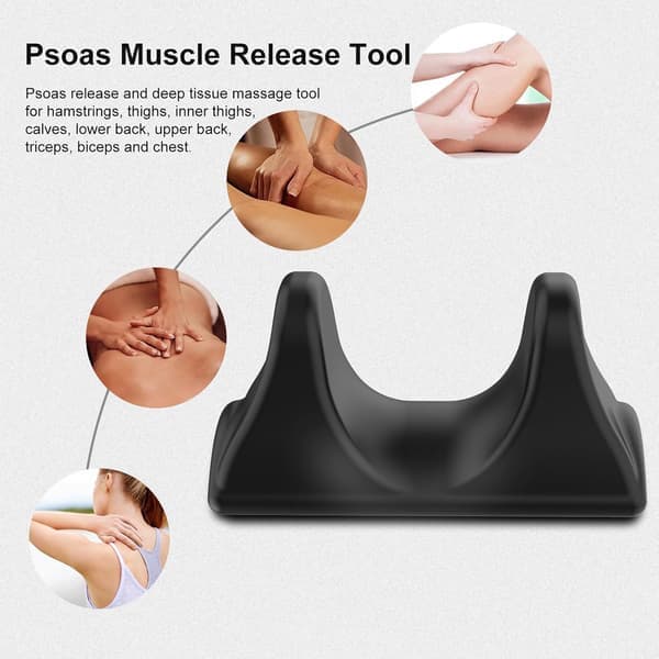 Psoas Release Tool - Hoftekrog Psoas Muskel Release Tool Rygstrækker Strækudstyr Psoas Release Tool Dybt Væv (Sort)