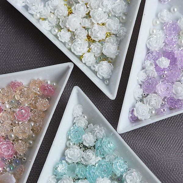 50 stk pappose med perle camellia blomst neglekunst dekorationer TYPE 2