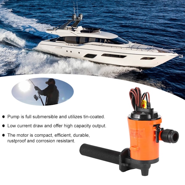 12V 800GPH Levende Agns Tank Lufter Drænbar Patron Bådlüftepumpe Bådudstyr SFBPI-G800-05