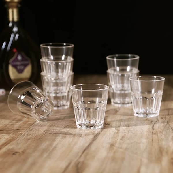 10x 170ml ölmugg, transparent åttkantig akrylmugg, vattenmugg, whiskymugg, barmugg