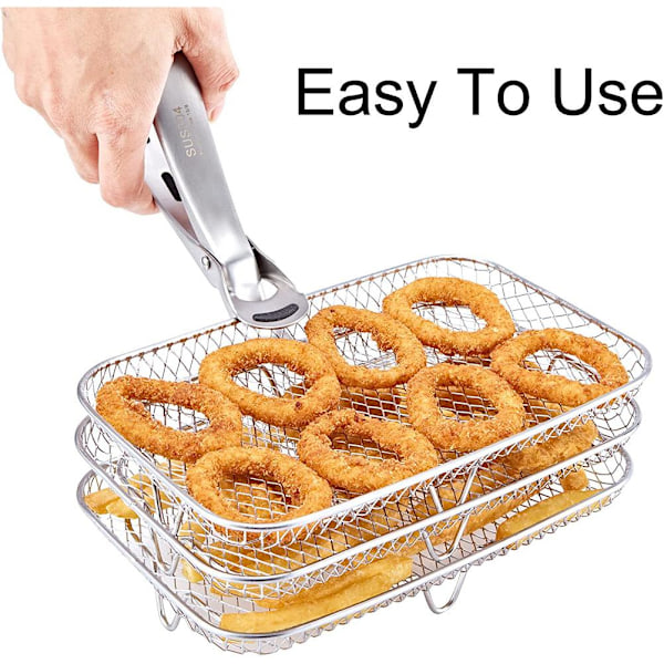 Dobbelt Airfryer Stativ kompatibelt med Ninja Multi-lags Dehydrator Stativ 304 Rustfrit Stål Dobbelt Airfryer Stativ Airfryer Tilbehør