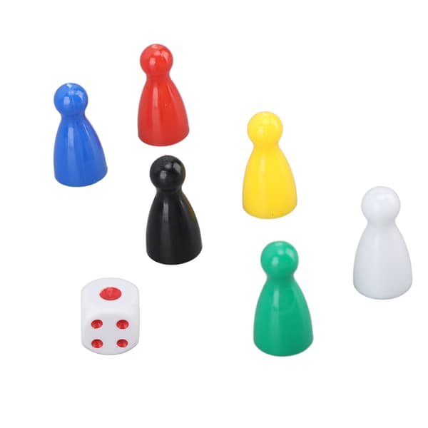 30PCS 6 Color Chess Pieces 5PCS 6-Sided Dice Plastic Chess Game Dice Set for Board Game Components