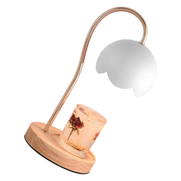Duftlysvarmer Lampe Duftvoks Smeltende Dimbar Metall Lysvarmer Lykt med trebase for EU-kontakt på soverommet
