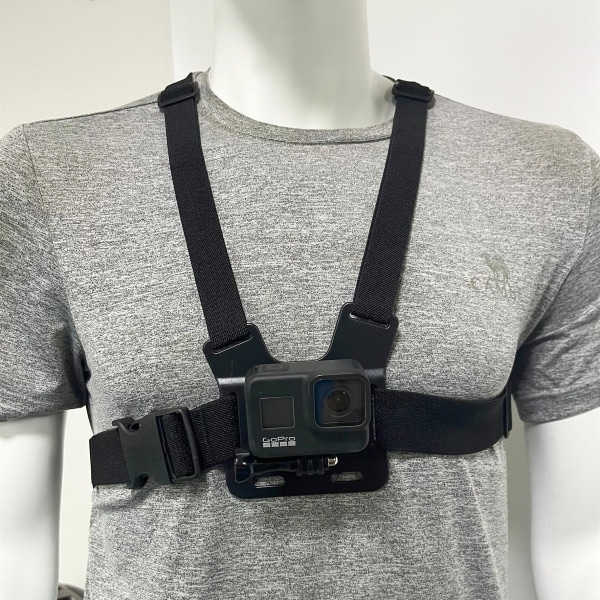 Kamerabröstbandssele för actionkamera, justerbar bröstmonteringsrem för mobiltelefon med monteringssats för sportkamera