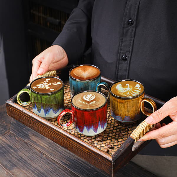 2st Ceramic Coffee Mug Special Active Glaze Large Coffee Mug for Office 150ml Capacity Green