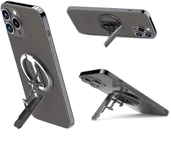 Magnetisk telefonholder foldbar skrivebordsringstøtte til Apple 12 13 Magsafe Black