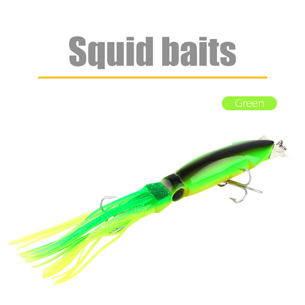 24cm/40g Kalastusväline Mustekala-syötti Kalastussyötti Crankbait Tackle Jig Kaksinkertainen koukku Vihreä