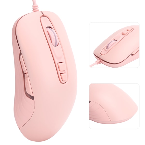 Ajazz Trådbunden Mus 6-Hastighets DPI-Driven Justerbar 7 Knapp Plug and Play Dator Extern Enhet Rosa
