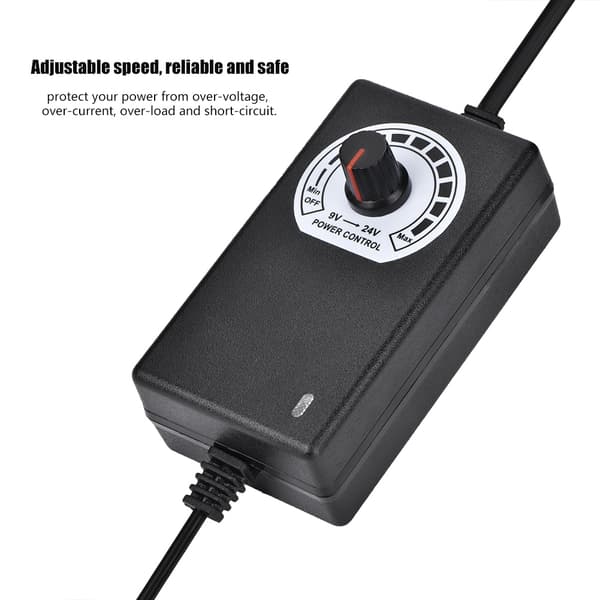 Justerbar strømforsyning til hastighedsstyring af motor - 9V-24V, 1A (EU-stik)