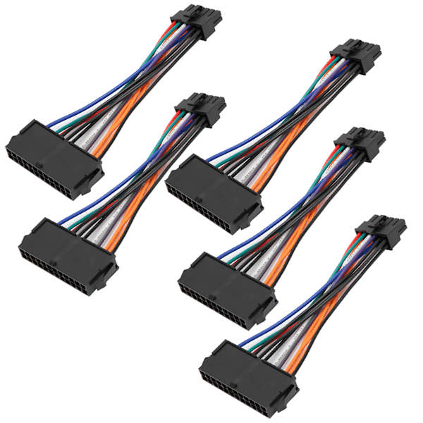 5 stk. Strømkabeladapter ATX 24pin til 12pin Ledningskonverter 15cm PVC Kobber til Stationær Computer