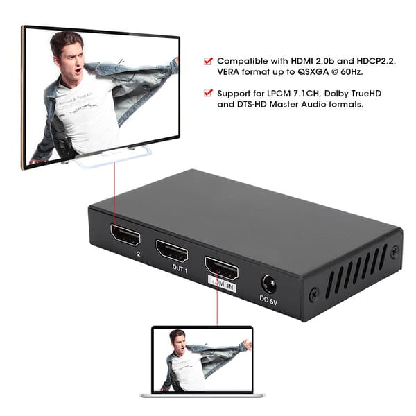 1x2 18G 4K2K@60Hz HDMI Metall Splitter