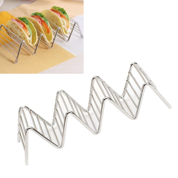 V-formet tacoholder i rustfritt stål Maisrull Vårrulle Tacostativ Pannekake Matstativ 3-4 gitter 6,3x18,5x4,5 cm/2,5x7,3x1,8in