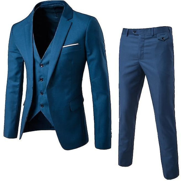 Kostym för män Business Casual 3-delad kostym blazer byxor Väst 7 färger