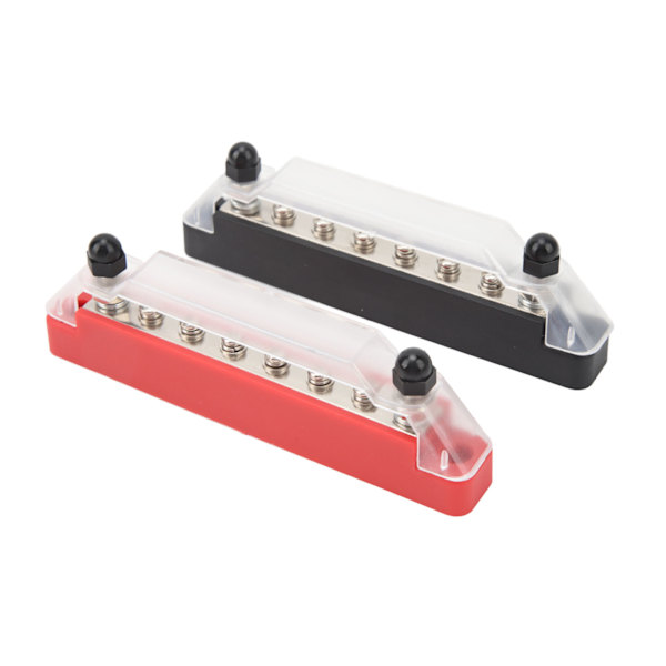 1 Par M6 Strömfördelningsblock Högström DC12V till 48V 150A Dubbelstift 8-vägs Batteribusstång Svart Röd för Bil Skepp