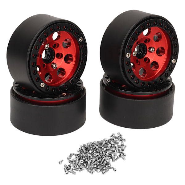 4 stk RC hjulfelg 1,9 tommer aluminiumslegering stabil RC bil hjulnav for Axial SCX10 II III Rød
